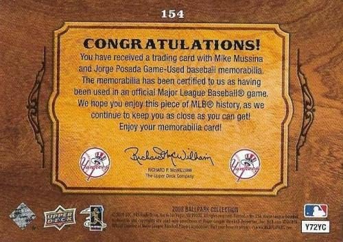 MIKE MUSSINA חתום AUTO 2008 סיפון עליון Ballpark Game Yankees Card Cardey - משחק בייסבול משומש קלפים